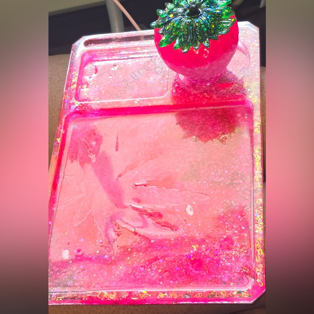 Pink Glitter Resin Tray